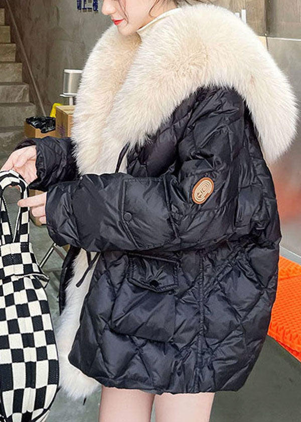 Manteau d'Hiver Femme Oversized en Duvet avec Col en Fourrure 1