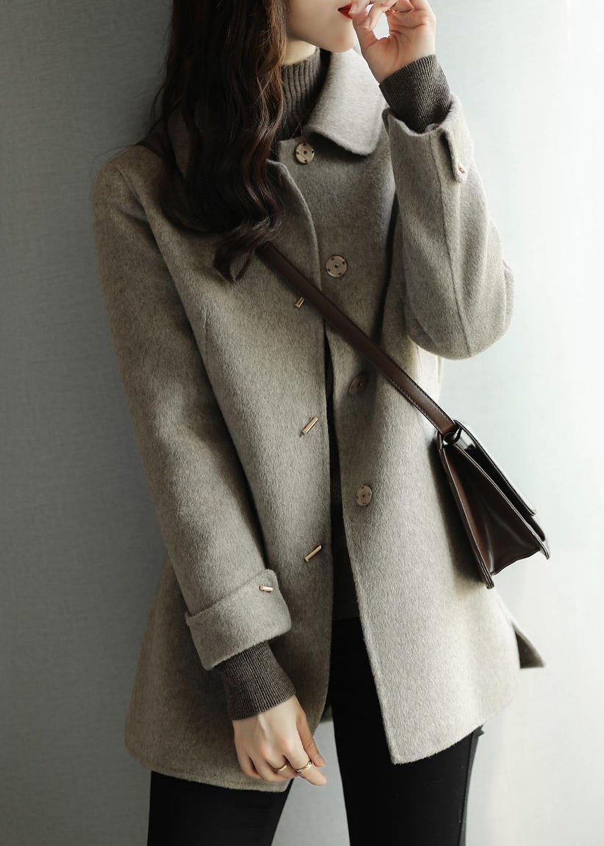 Manteau d'automne avec col Peter Pan et poches 1