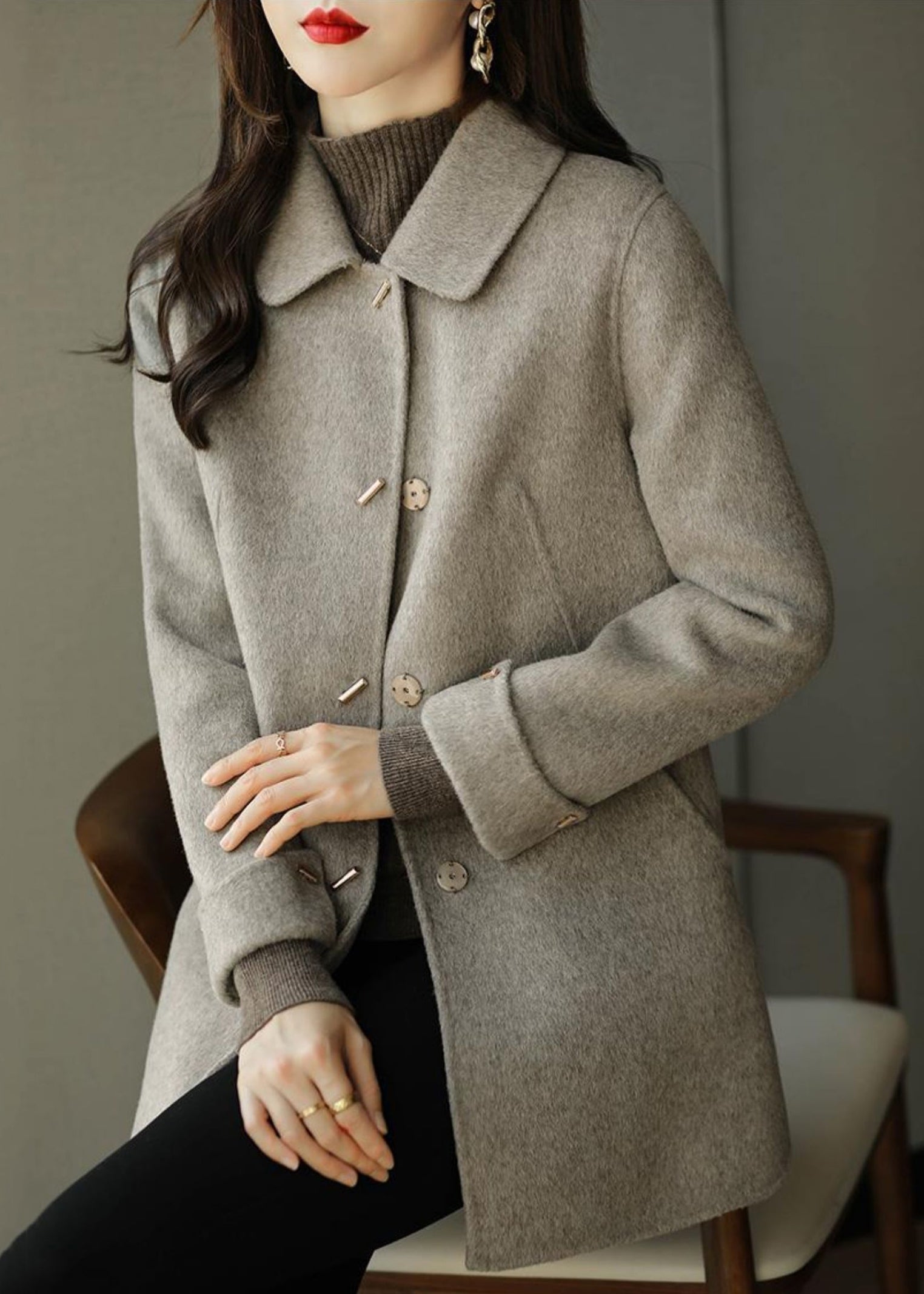 Manteau d'automne avec col Peter Pan et poches 2