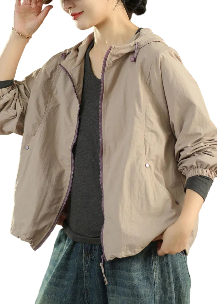 Manteau d'automne grande taille à capuche avec cordon de serrage pour femme 0
