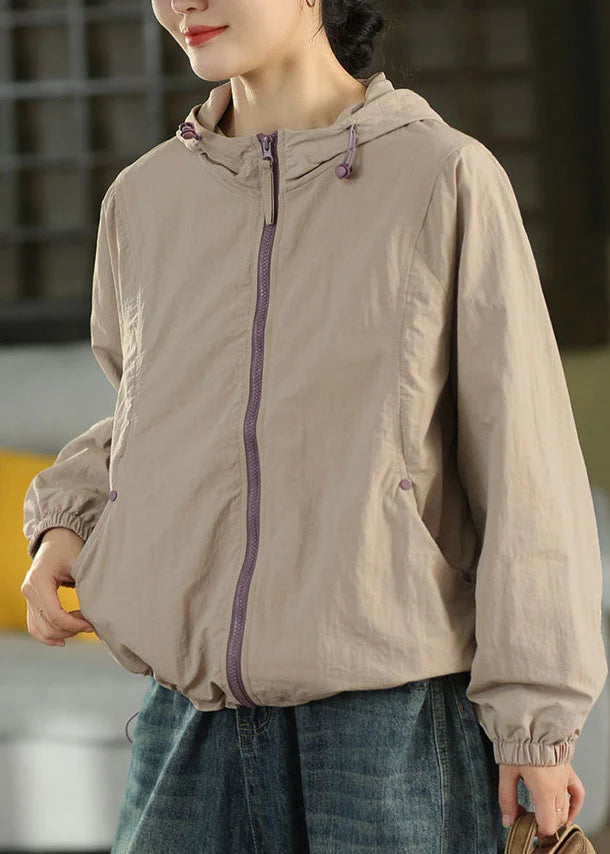 Manteau d'automne grande taille à capuche avec cordon de serrage pour femme 2