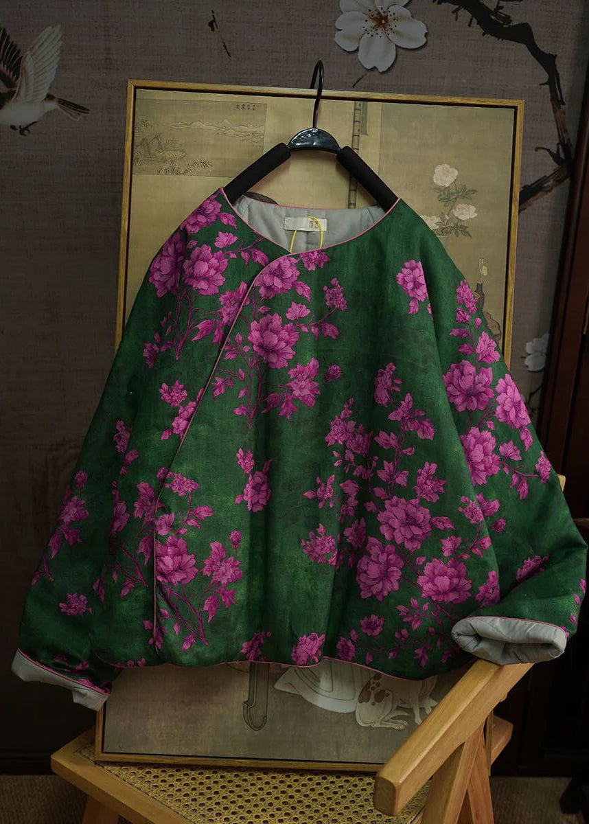 Manteau d'hiver pour femme style chinois à col rond 1