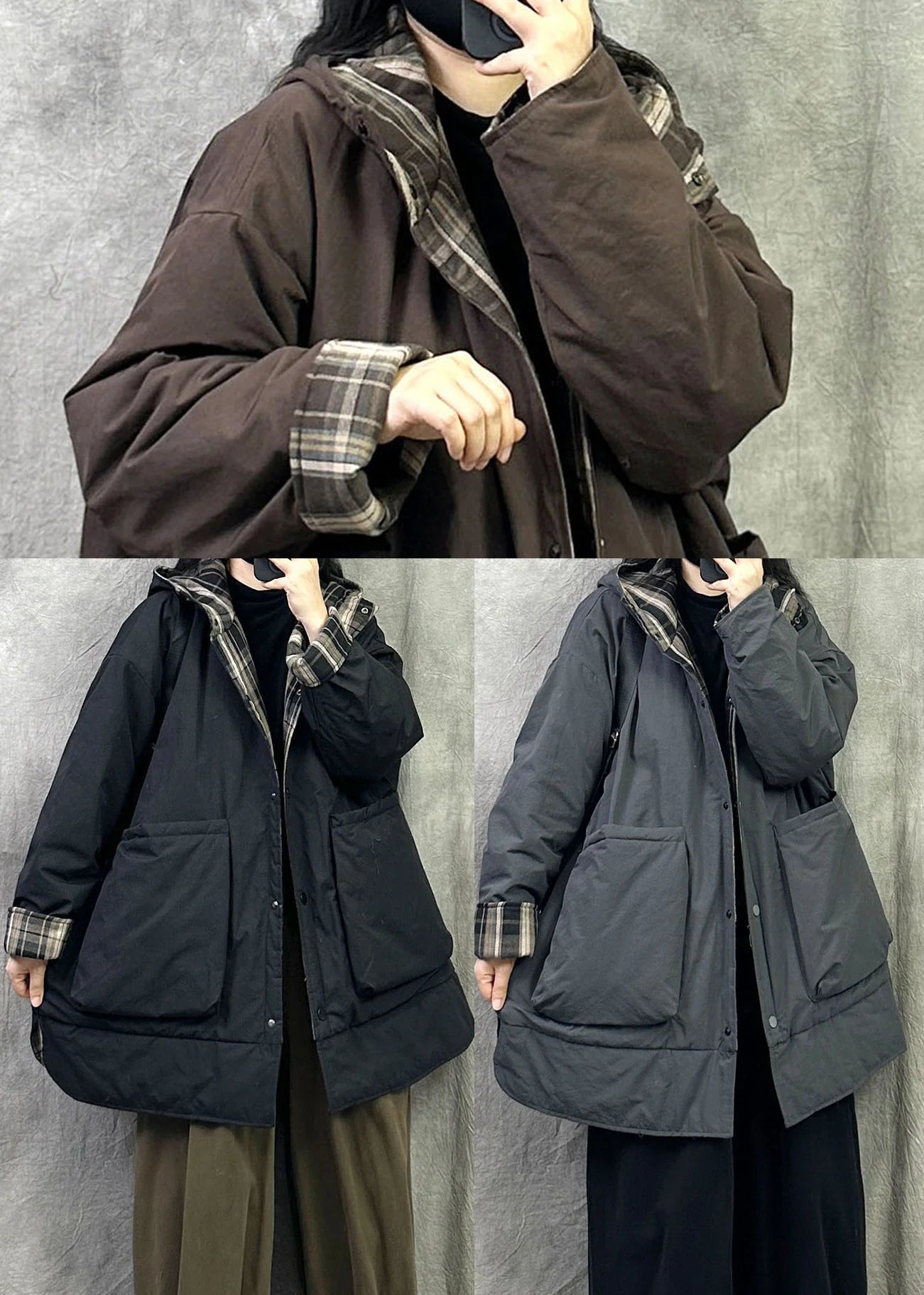 Manteau d'hiver réversible à capuche pour femme 4