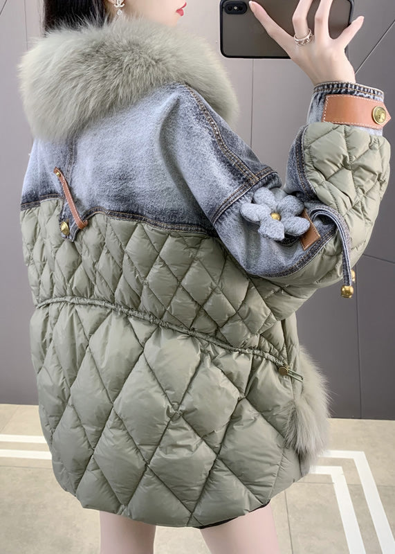 Manteau en Denim Décontracté avec Col de Renard 3