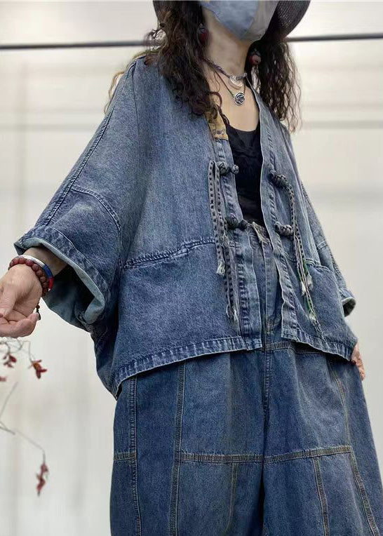 Manteau en Denim à Col en V pour Femme 3