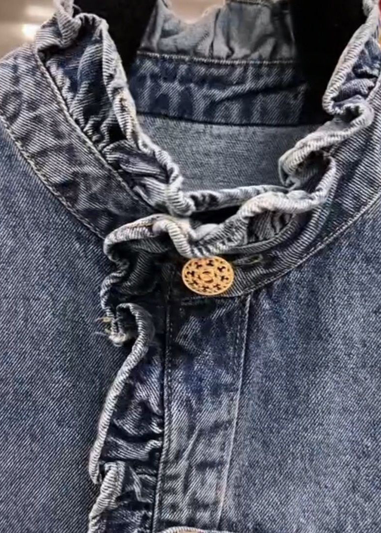 Manteau en Denim à Volants pour Femme 3