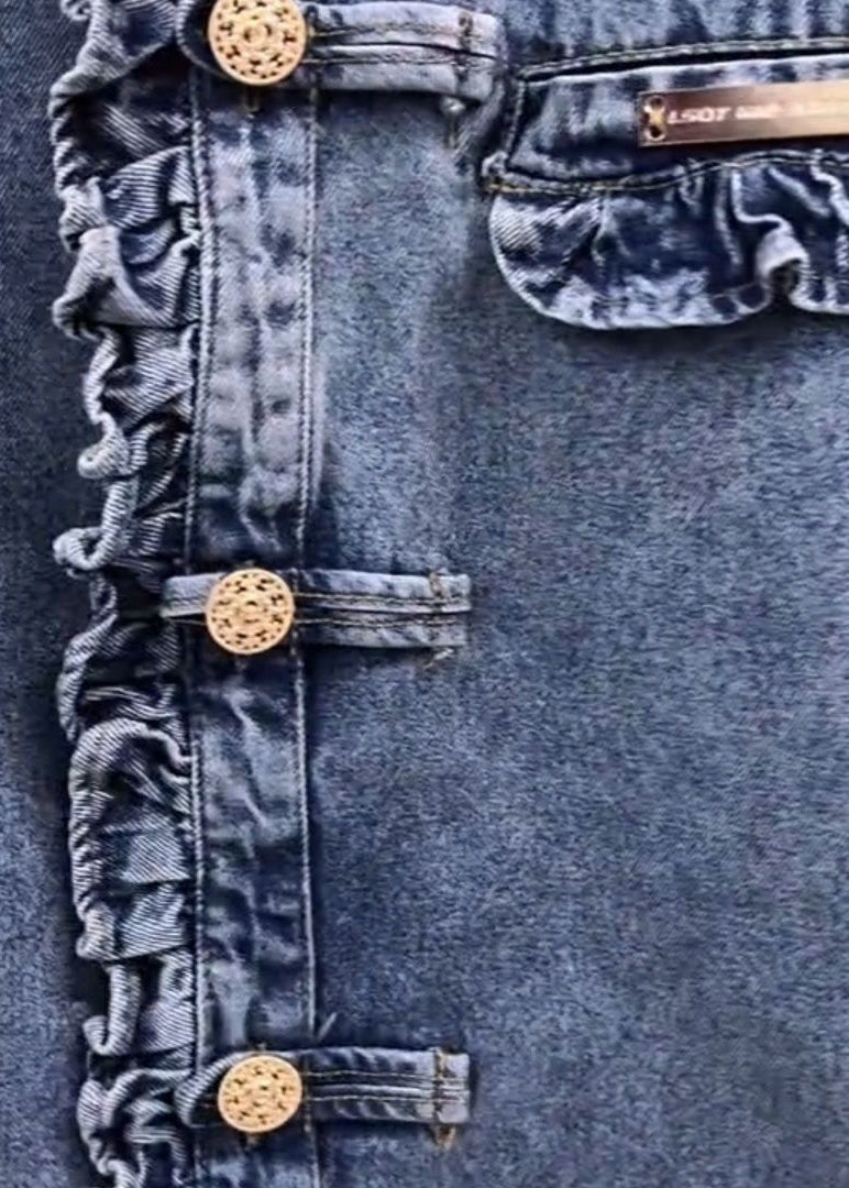 Manteau en Denim à Volants pour Femme 4