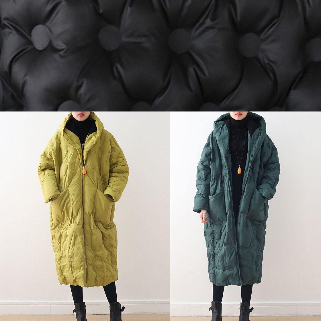 Manteau en Duvet Jaune Chaud pour Femme Style Rétro 5