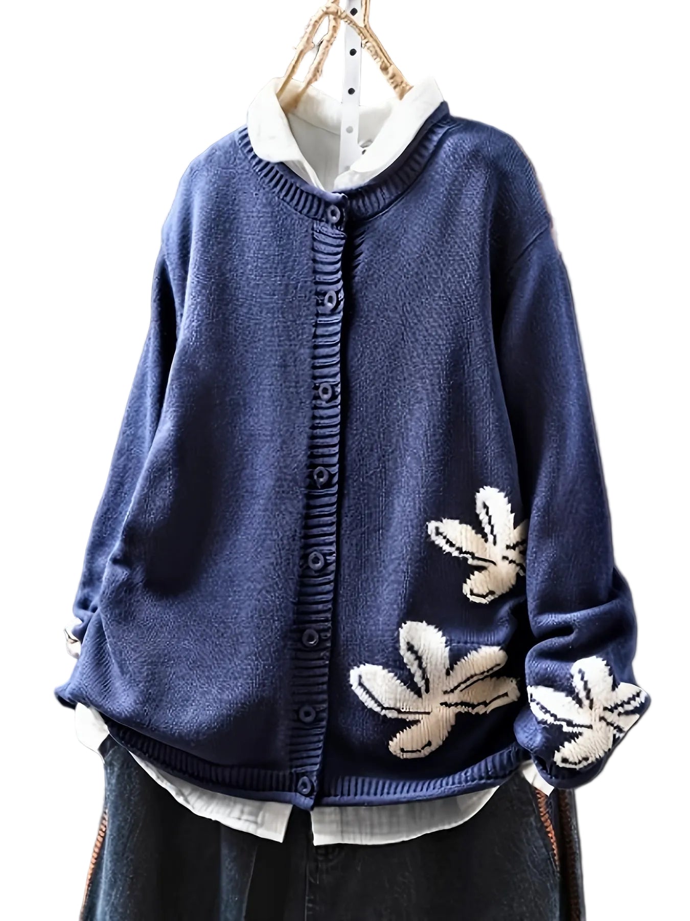 Manteau en Maille Fleurie pour Femme Chic 0