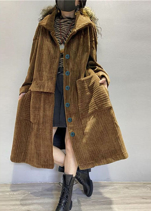 Manteau en Velours Côtelé à Poches pour Femmes 2