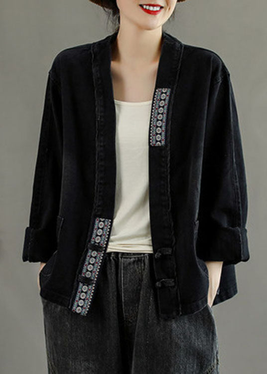 Manteau en denim d'automne Patchwork 1