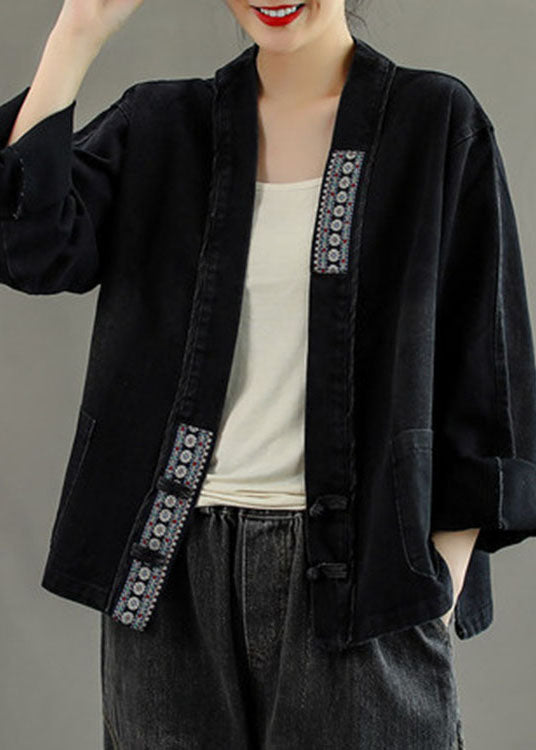 Manteau en denim d'automne Patchwork 2