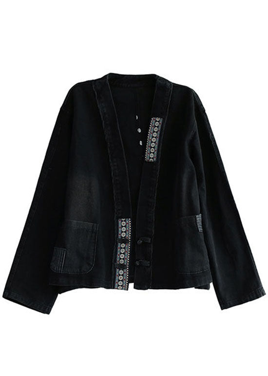 Manteau en denim d'automne Patchwork 4