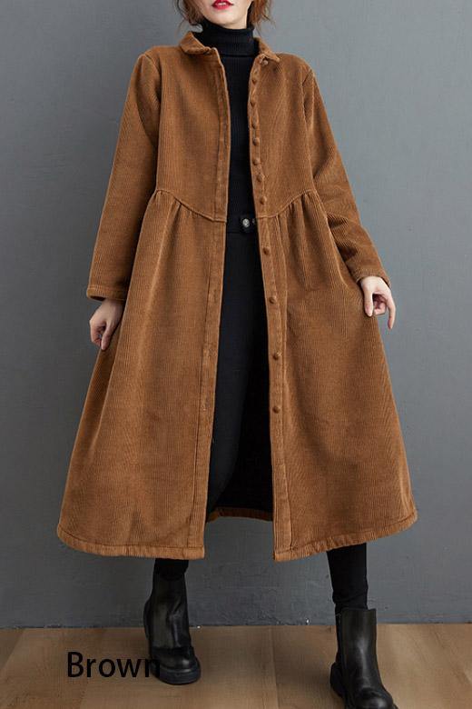 Manteau en velours côtelé vert noir pour femmes 3