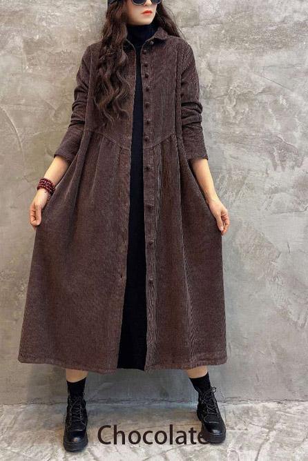 Manteau en velours côtelé vert noir pour femmes 4