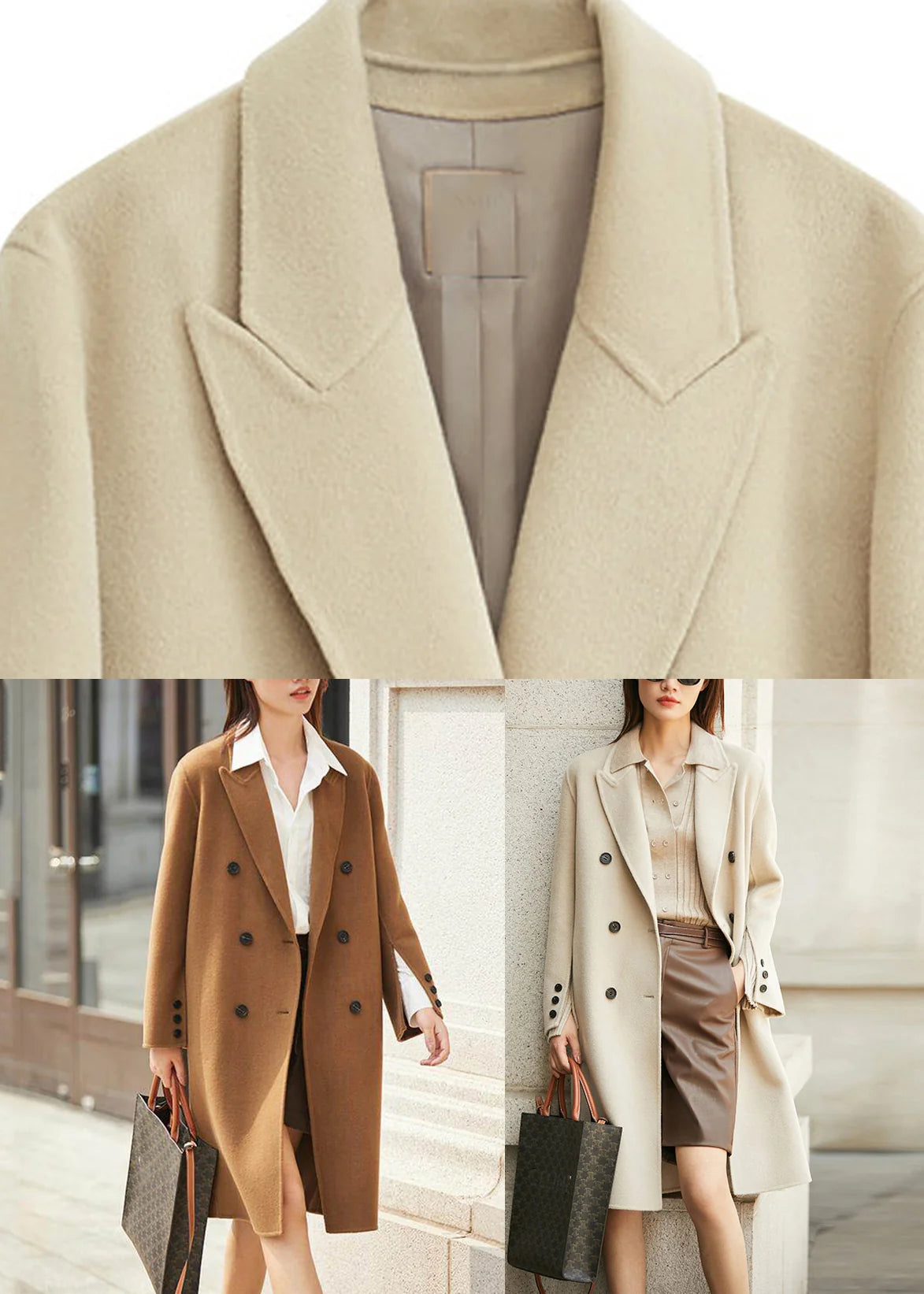 Manteau long pour femme à entailles crantées style automnal 4