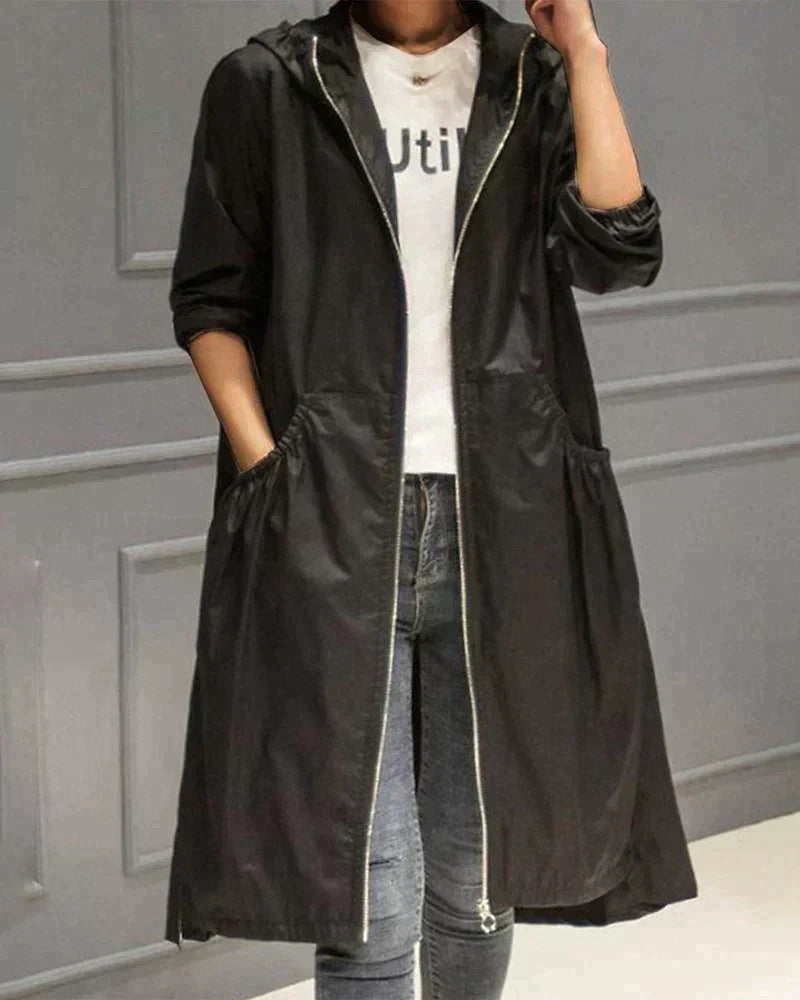 Manteau mi-long à capuche pour femme 3