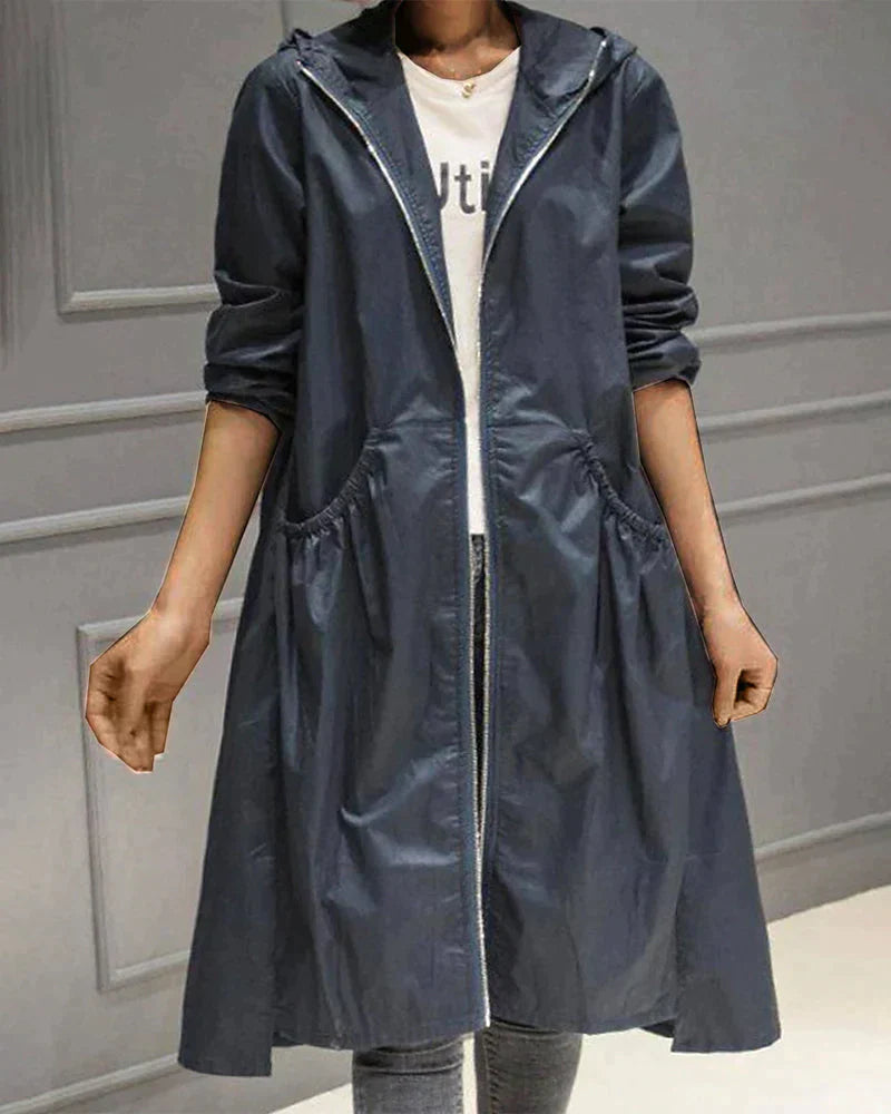 Manteau mi-long à capuche pour femme 6