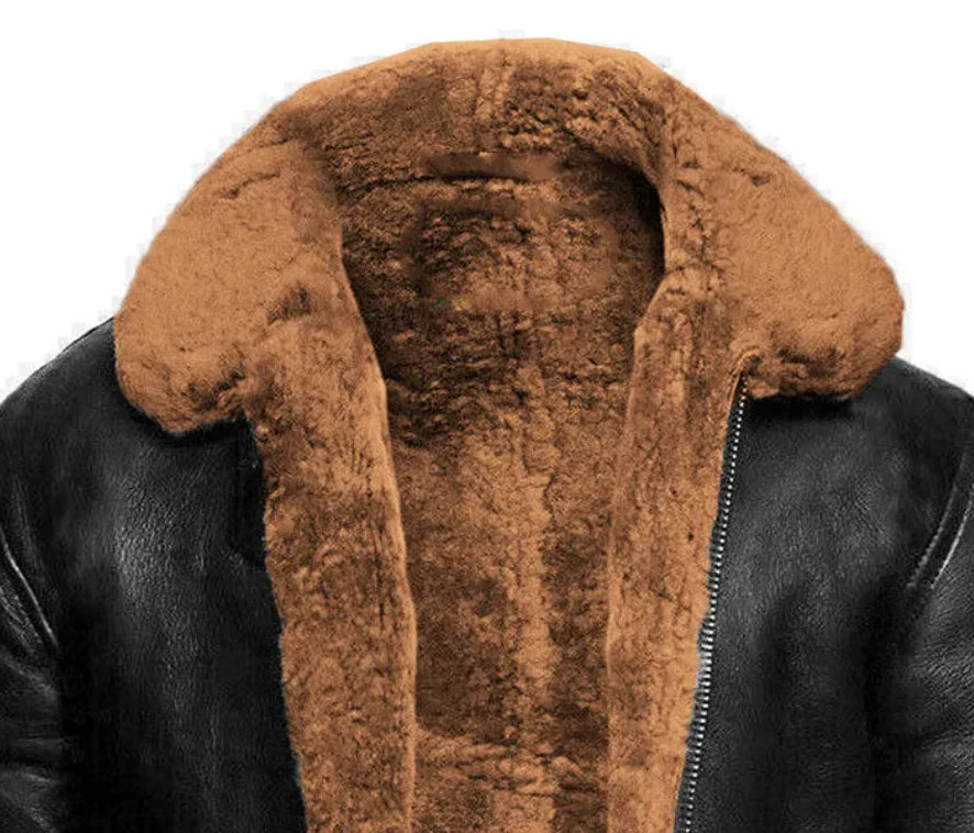 Manteau pour homme en cuir avec doublure en fourrure 5