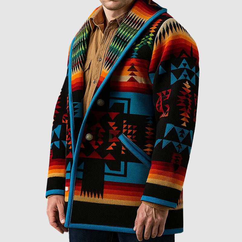 Manteau pour hommes à imprimé géométrique audacieux 2