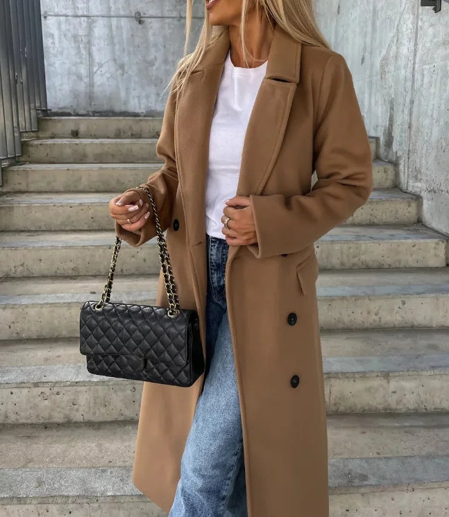 Manteau réversible en laine pour femme, style intemporel 3