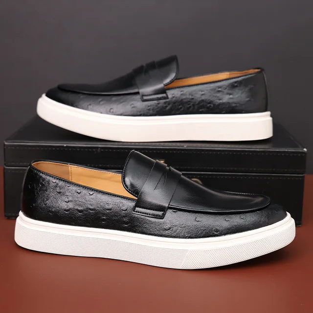 Mocassins Homme Cuir de Serpent Style Britannique Luxe 1