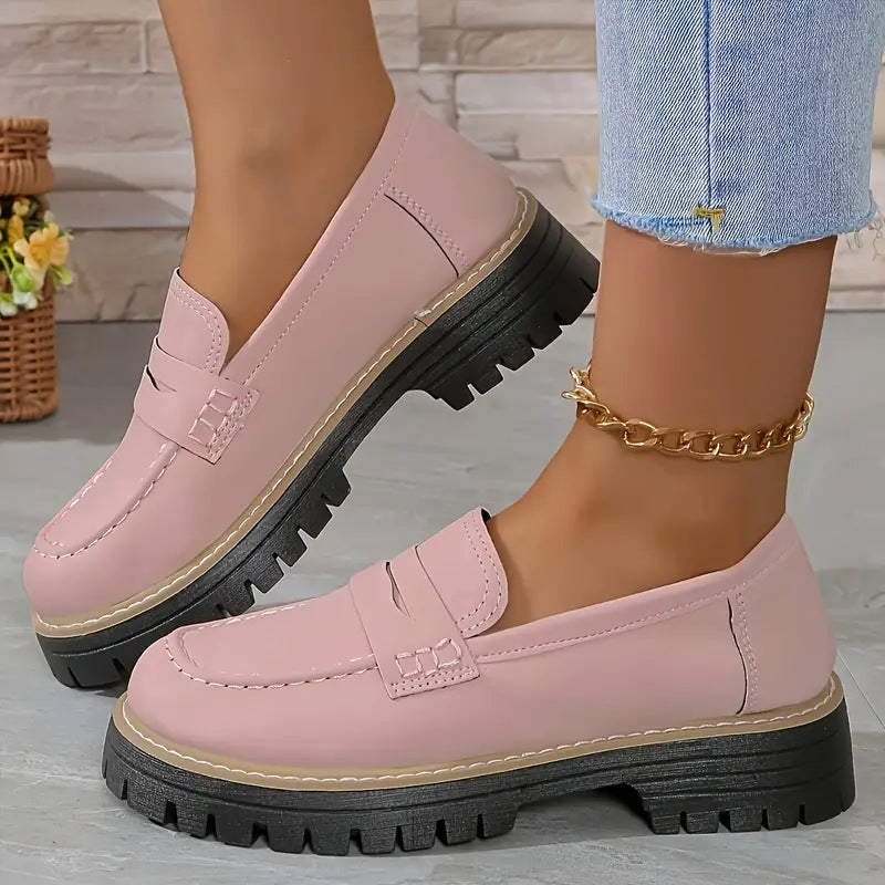 Mocassins Femme Décontractés à Semelle Épaisse Crantée 1