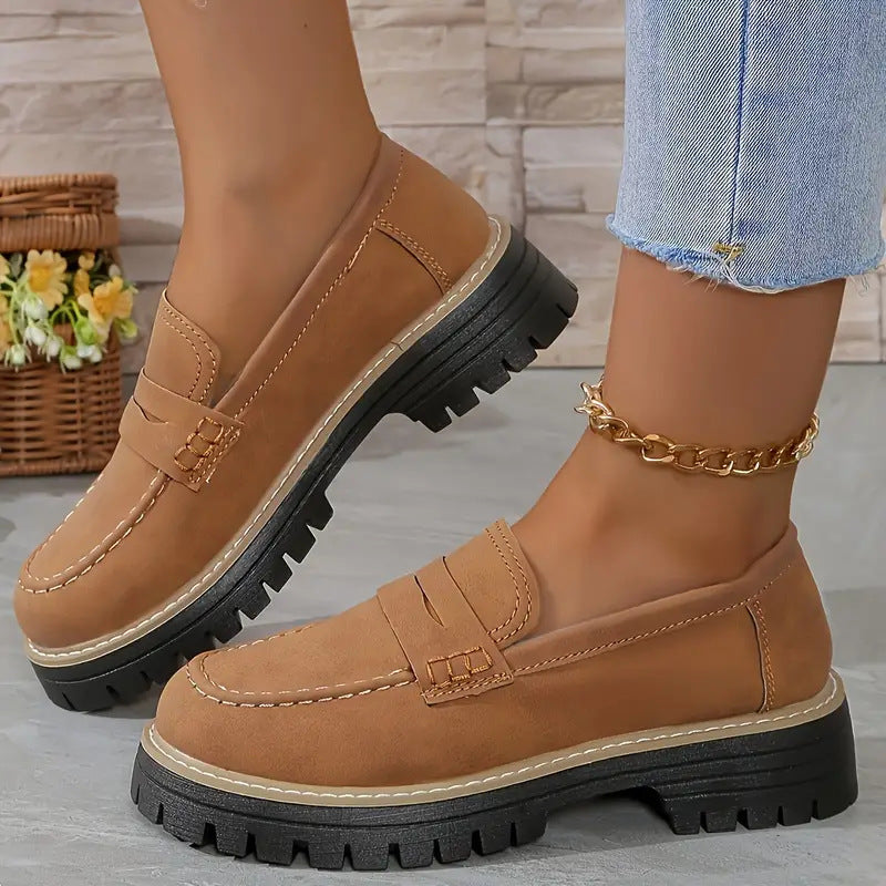 Mocassins Femme Décontractés à Semelle Épaisse Crantée 5