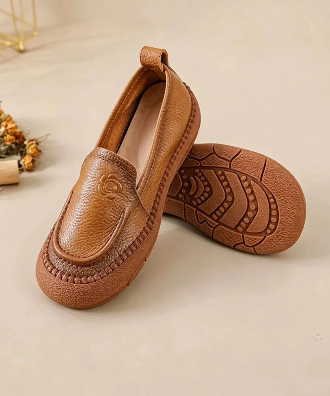 Mocassins Homme Décontractés à Motif Floral Relief 2