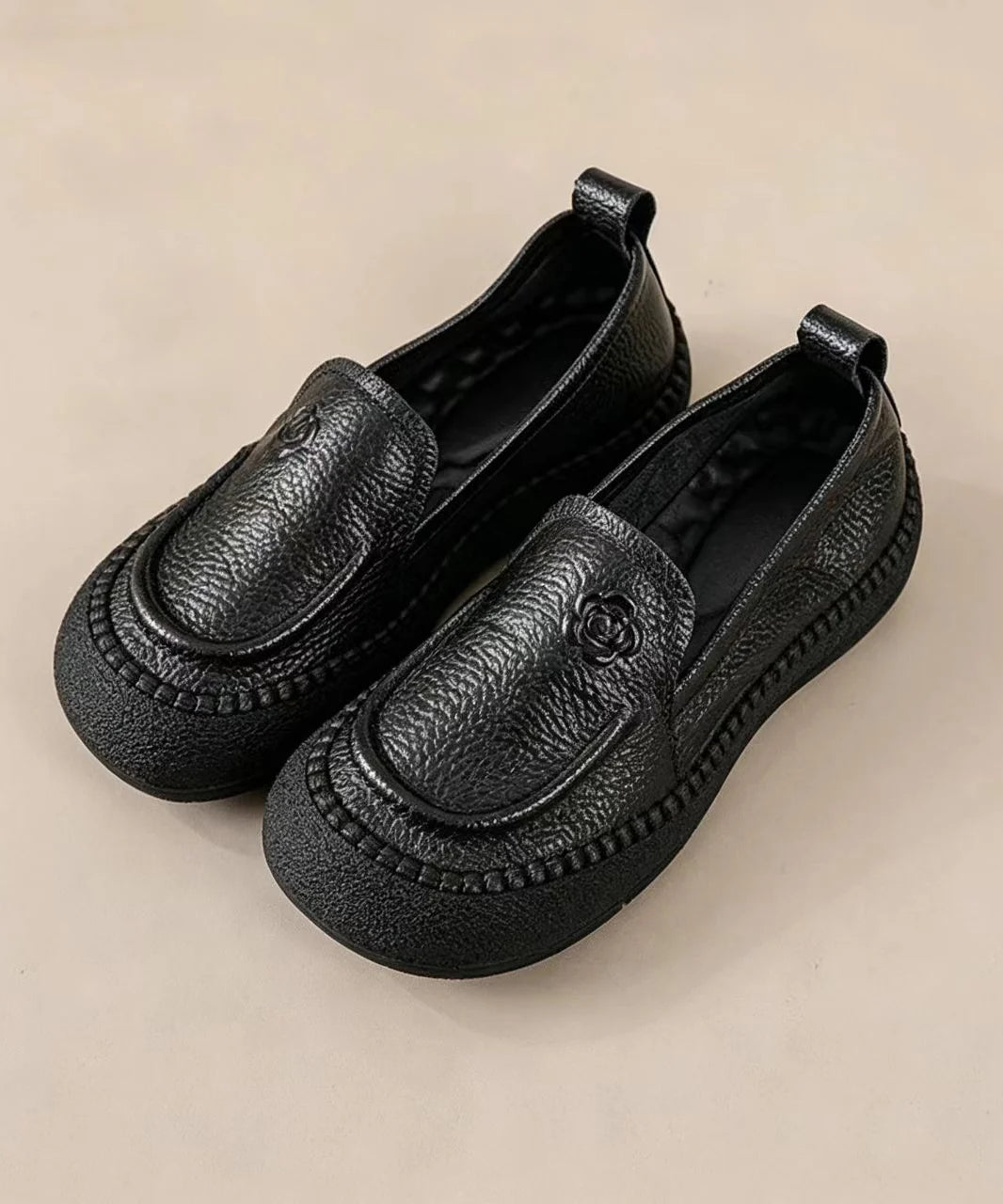 Mocassins Homme Motif Floral Relief 4