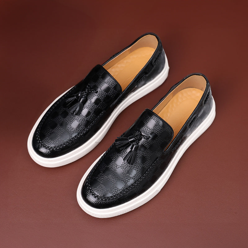 Mocassins pour hommes à texture gaufrée avec pompon 1