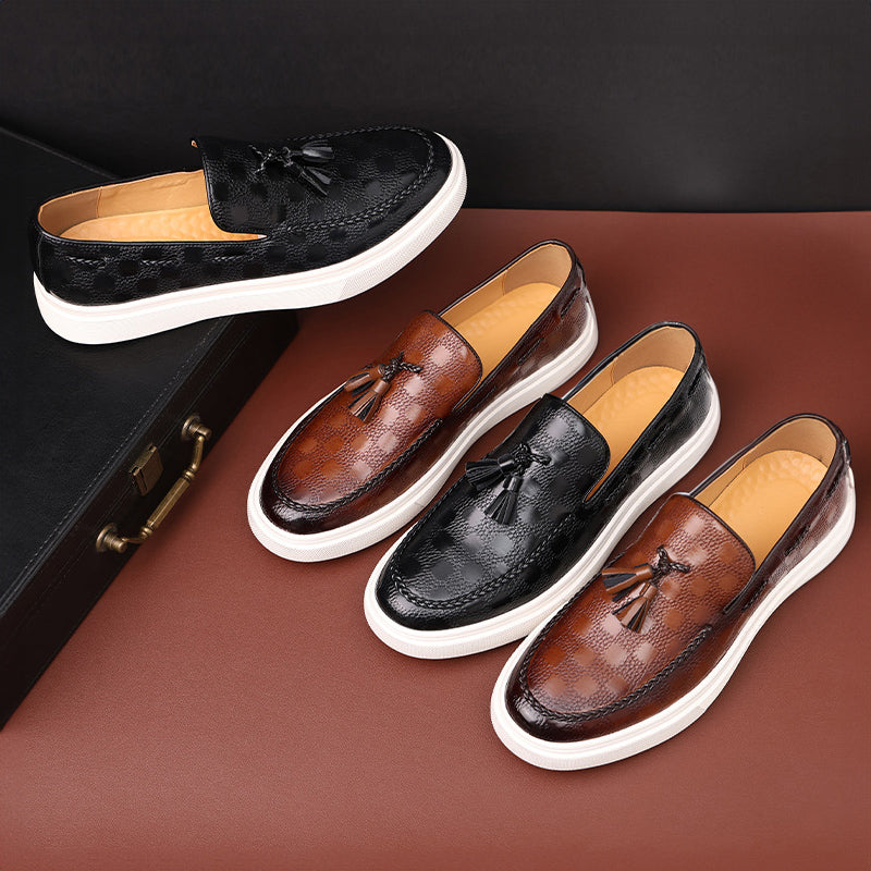 Mocassins pour hommes à texture gaufrée avec pompon 4