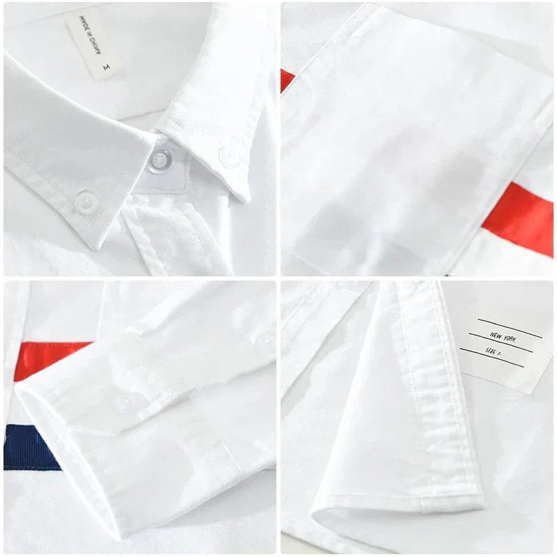 Chemise Homme Patchwork à Rayures Coton Doux 5