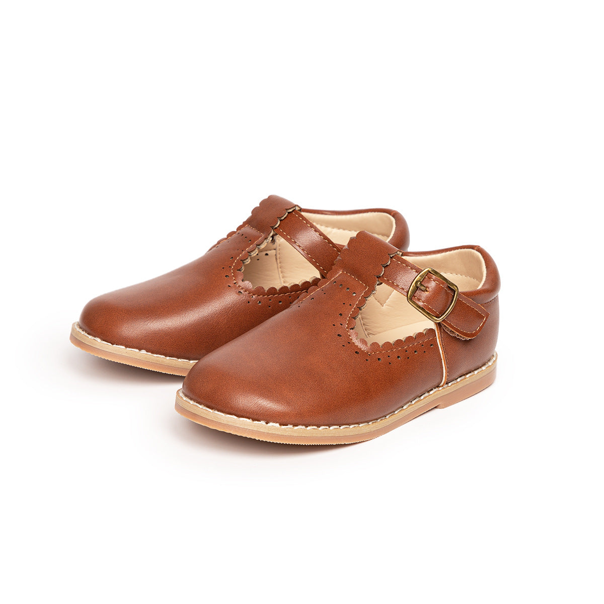 Chaussures Plates Filles Vintage Cuir Souple