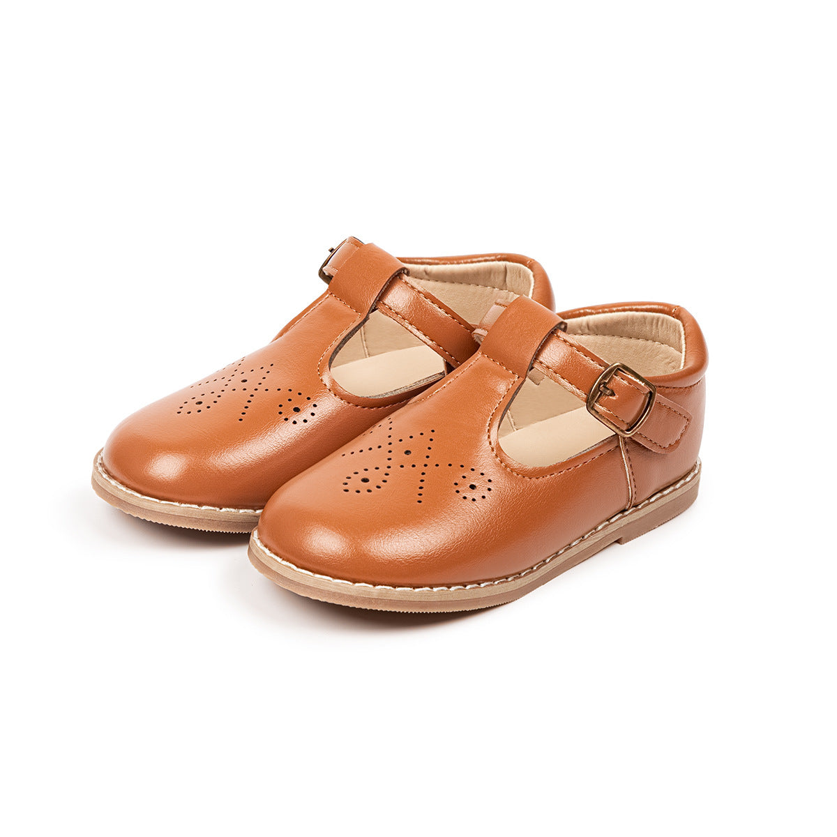 Chaussures Plates Filles Vintage Cuir Souple