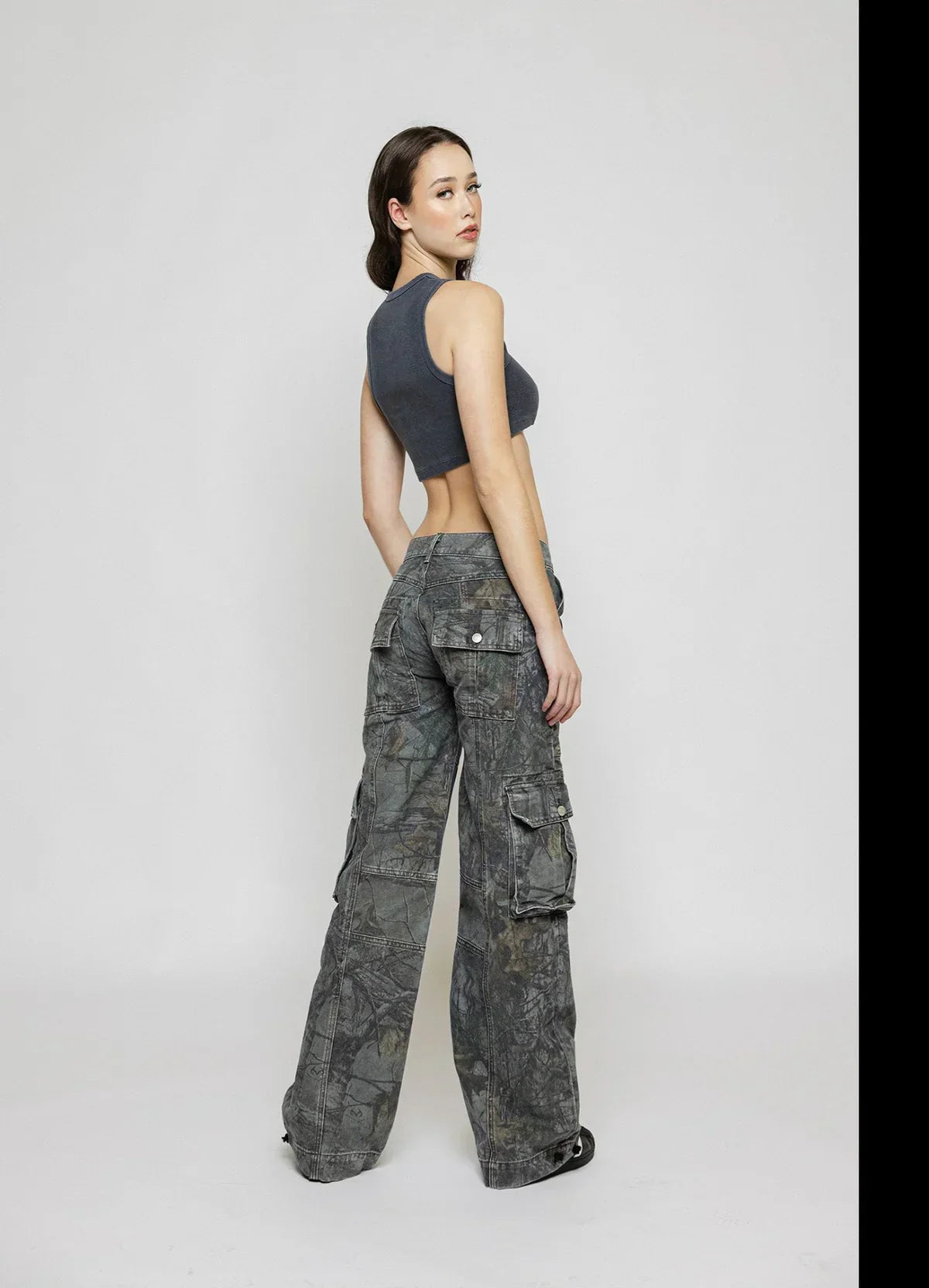 Pantalon Cargo Femme Ample Style Décontracté Camouflage 4