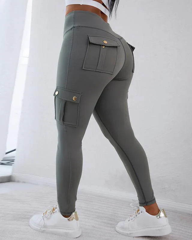 Pantalon Cargo Femme Taille Haute Ajusté Tissu Extensible 4