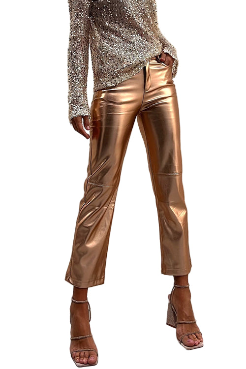 Pantalon Court à Jambe Droite Métallisé 0