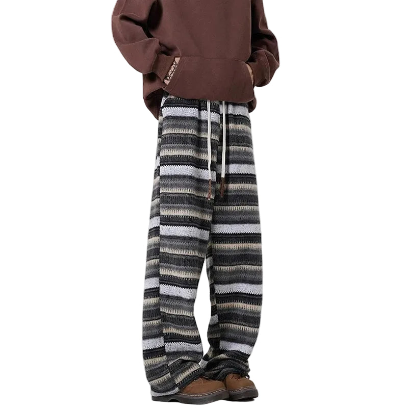 Pantalon Décontracté en Laine Rayé pour Femme 0