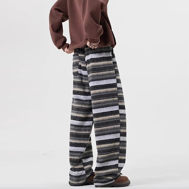 Pantalon Décontracté en Laine Rayé pour Femme 3