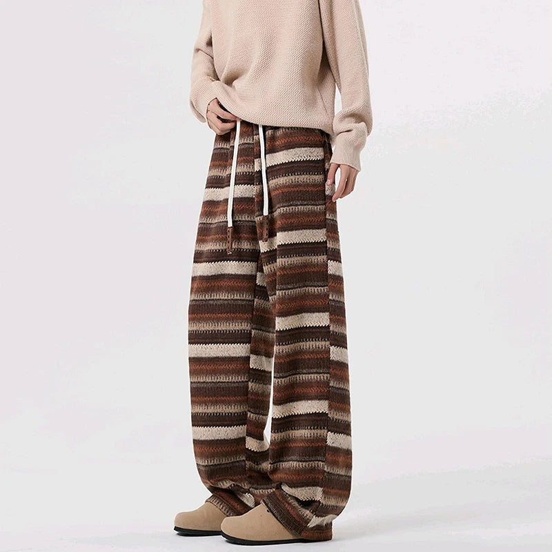 Pantalon Décontracté en Laine Rayé pour Femme 4