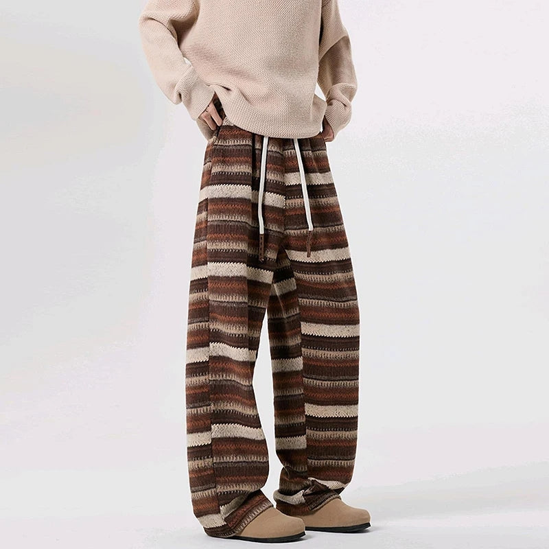 Pantalon Décontracté en Laine Rayé pour Femme 6