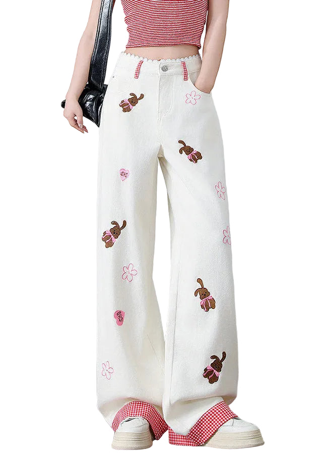 Pantalon Droit en Denim Bohème 0