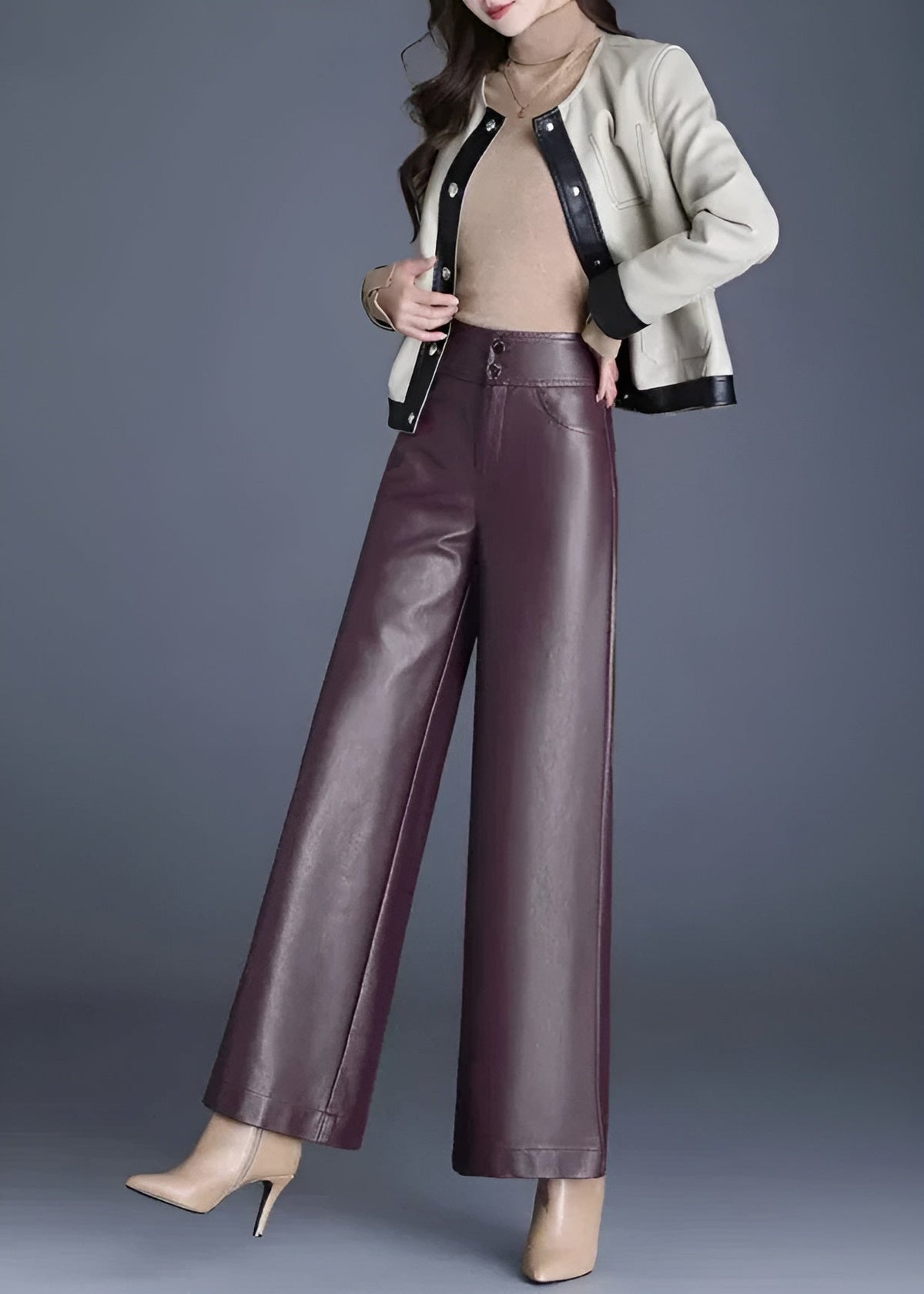 Pantalon Évasé Femme Taille Haute Chic 4