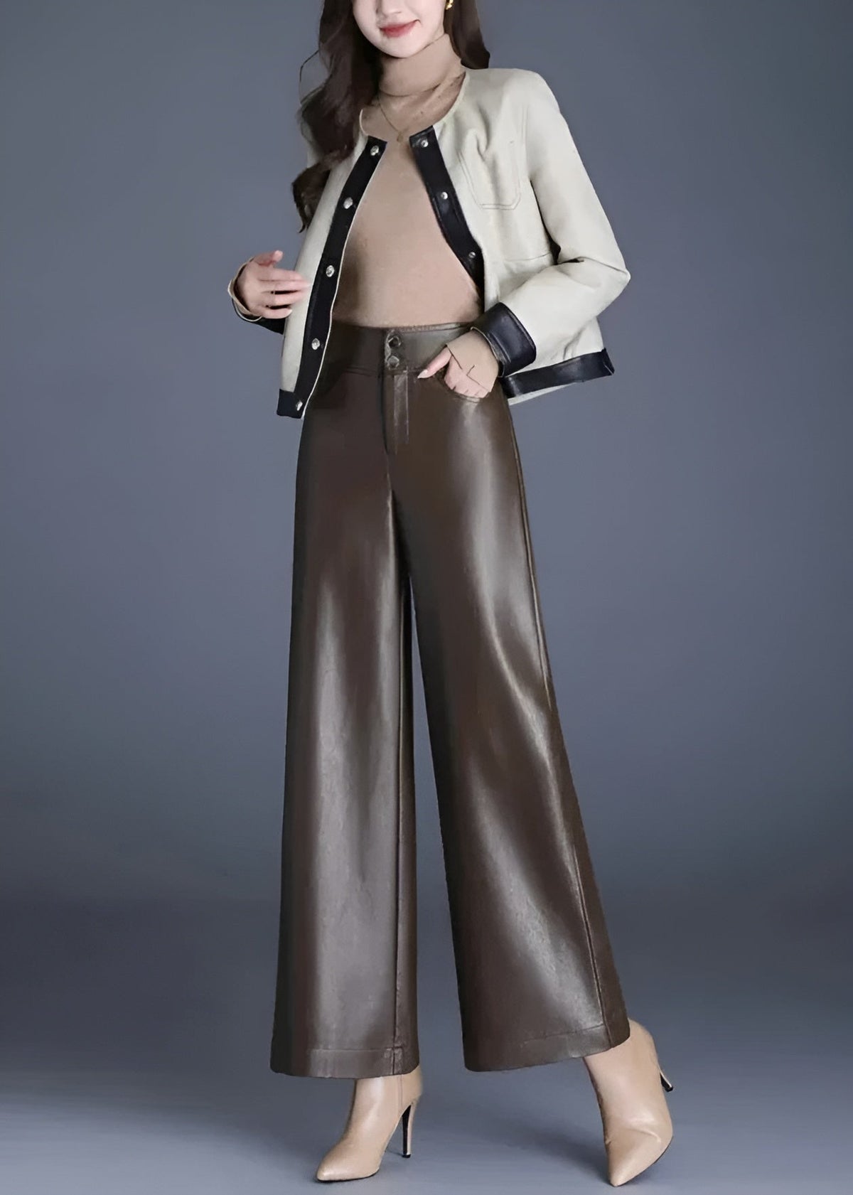 Pantalon Évasé Femme Taille Haute Chic 7