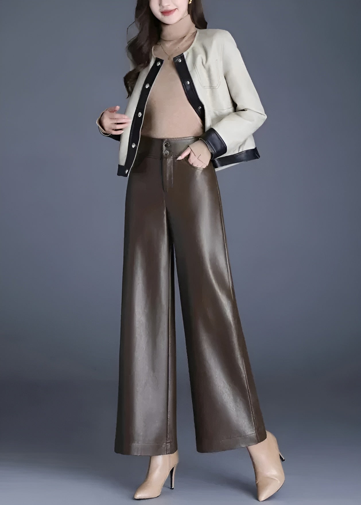 Pantalon Évasé Femme Taille Haute Chic 7