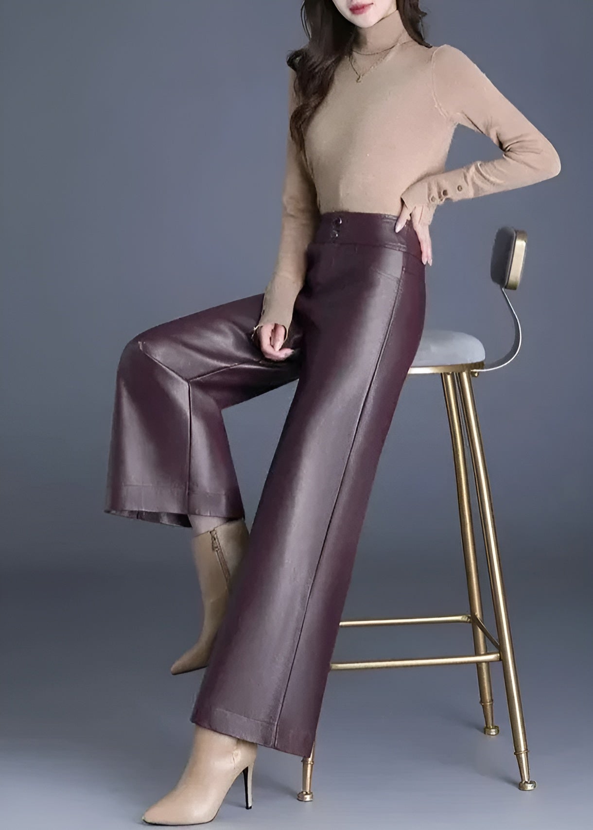Pantalon Évasé Femme Taille Haute Chic 8
