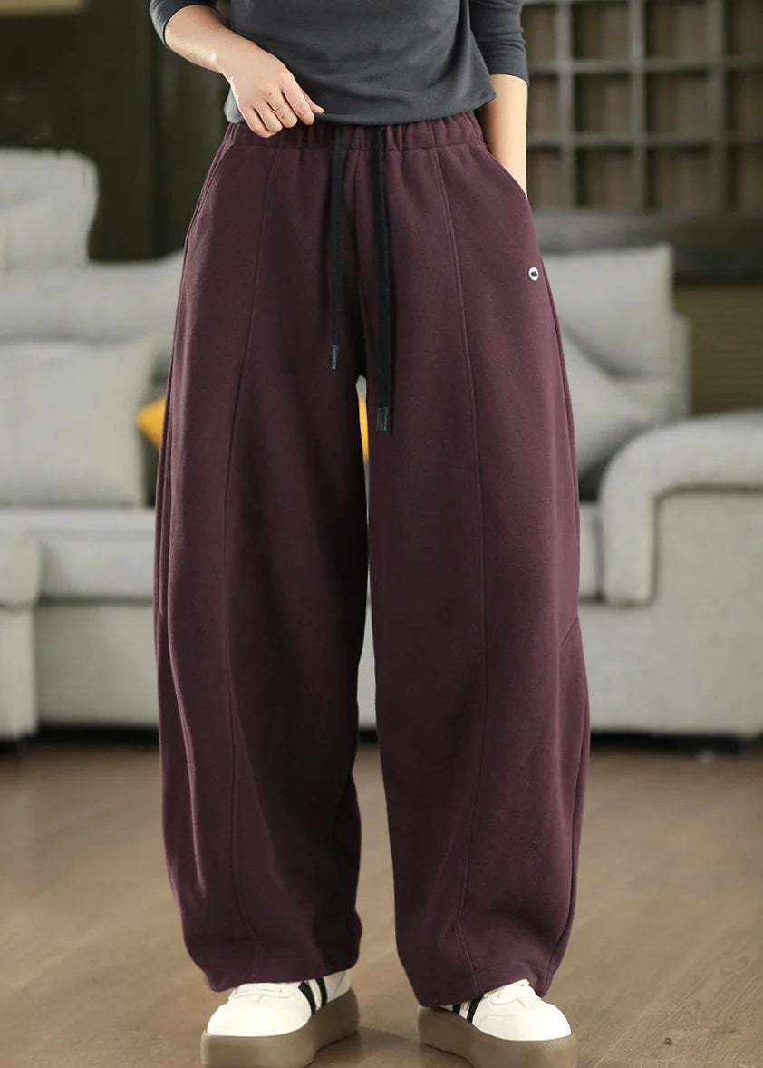 Pantalon Femme Automnal à Taille Élastique et Poches Contrastantes 1