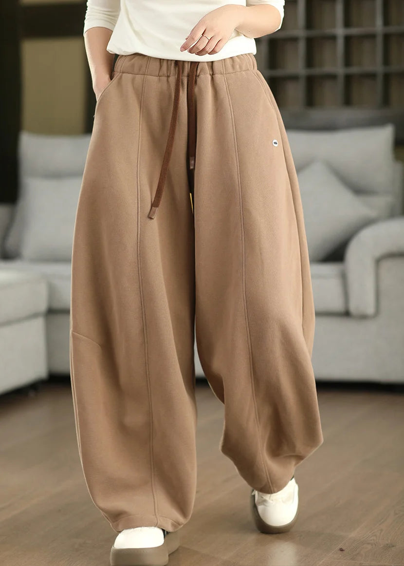 Pantalon Femme Automnal à Taille Élastique et Poches Contrastantes 3