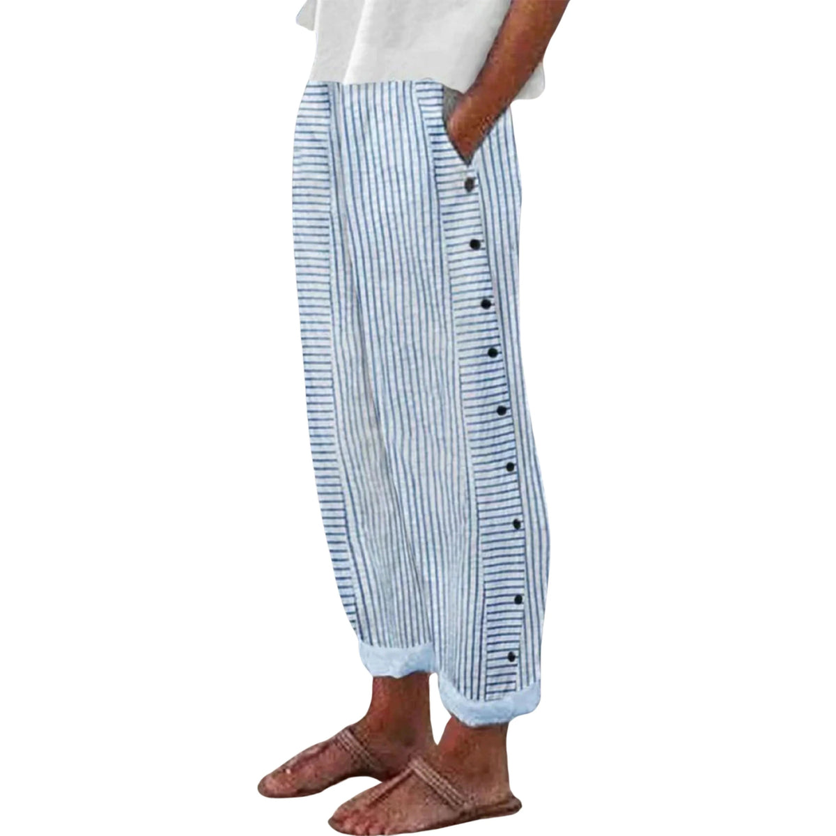 Pantalon Femme Confortable avec Poches Latérales 1